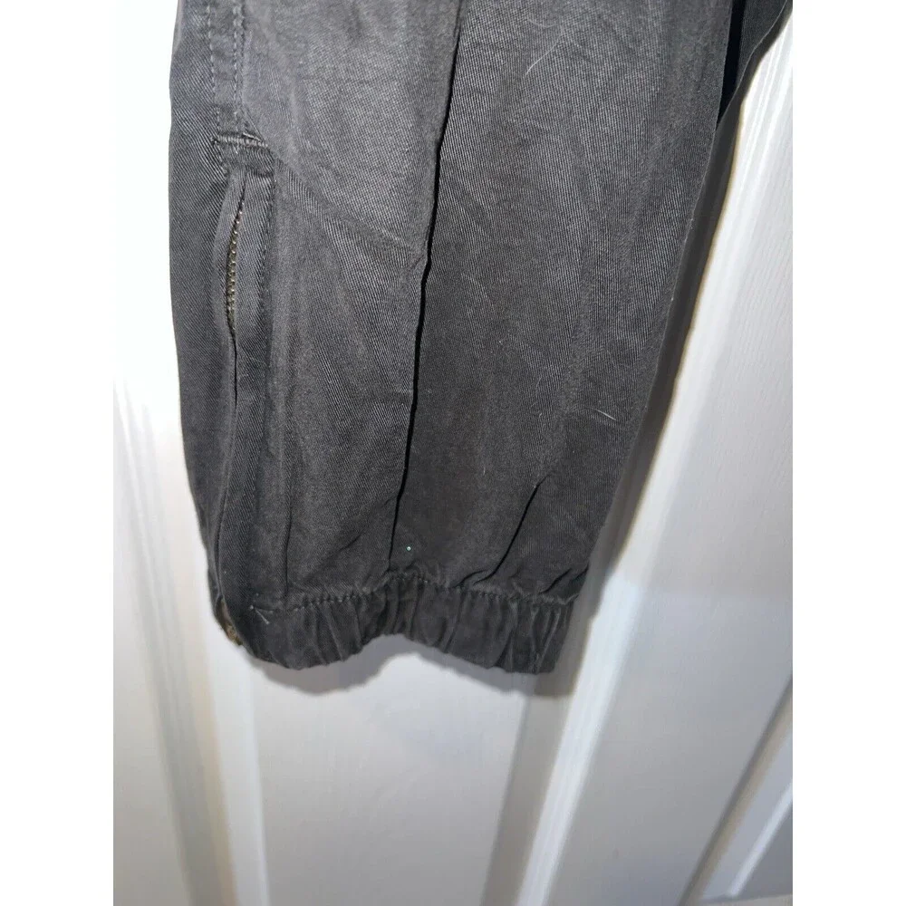 Aerie Womens Baggy Pants L Gray Tie Jogger Elastic Waist High Rise minimal New